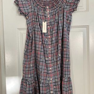 Anthropologie Navy/Marin On/Off Shoulder Ruffle Dress